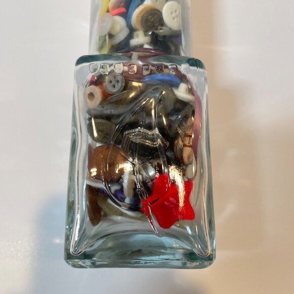 Vintage Glass Jar With Red Clamp Lid & Mixed Buttons - Picture 2 of 7